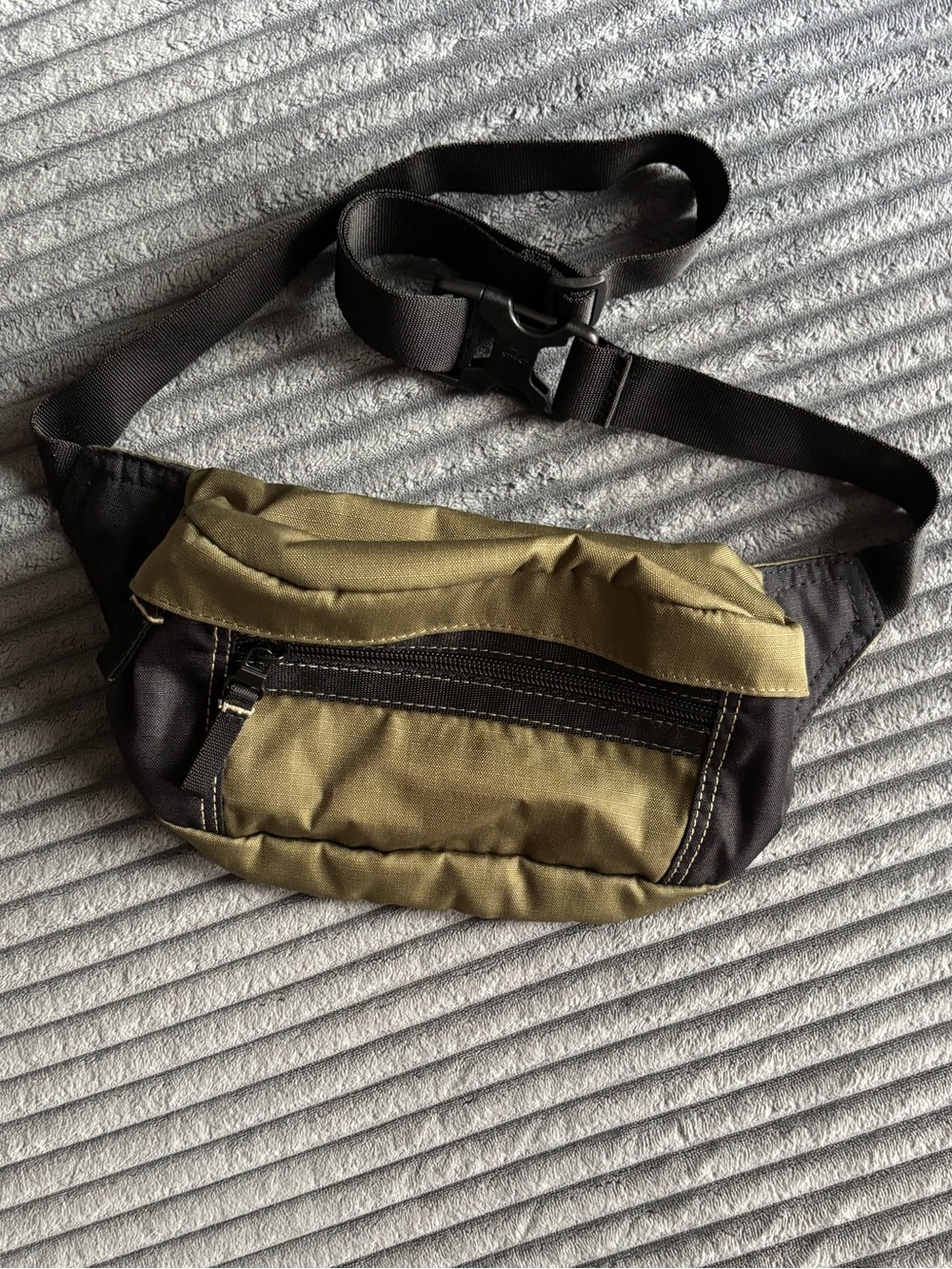 Olive Green and Black Men's Waist Bag